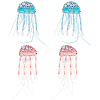AHADERMAKER 4Pcs 2 Colors Jellyfish Handmade Beaded Appliques PATC-GA0001-12-1