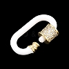 Oval Brass Micro Pave Clear Cubic Zirconia Screw Carabiner Clasps KK-B167-01A-G-3