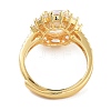 Flower Rack Plating Brass Micro Pave Cubic Zirconia Adjustable Rings for Women RJEW-Z059-11G-02-3