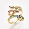 Brass Micro Pave Cubic Zirconia Cuff Rings RJEW-S044-048-1