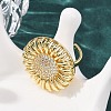 Brass Micro Pave Cubic Zirconia Cuff Open Rings RJEW-F204-04G-4