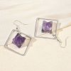 Rhombus Brass Dangle Earrings EJEW-D360-01P-01-3