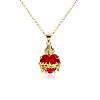 Brass Micro Pave Clear Cubic Zirconia and Red Resin Scared Heart Pendant Necklaces for Women FS-WG476F5-01-3
