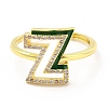 Mixed Color Enamel Initial Letter Adjustable Ring with Clear Cubic Zirconia RJEW-P045-01G-Z-2