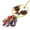 Butterfly Brass & Natural Tiger Eye Pendant Decorations HJEW-Z007-04G-03-3
