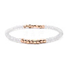 Gold-tone Miyuki Elastic Crystal Beaded Bracelet with Acrylic Tube Beads ST1549710-1