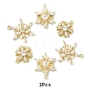 3Pcs 3 Styles Brass Pave Clear Cubic Zirconia Pendants KK-YW0003-79G-1