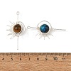 4Pcs 4 Styles Dyed Natural Green Jade & Amethyst & Yellow Tiger Eye & Dyed Blue Tiger Eye Round Wire Wrapped Pendants PALLOY-TA00451-3