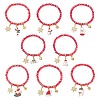 8Pcs Christmas Theme Glass Beaded Stretch Bracelets BJEW-JB11190-1