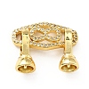 Rack Plating Brass Micro Pave Clear Cubic Zirconia Fold Over Clasps KK-E034-31G-1