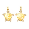 Real 18K Gold Plated Brass Micro Pave Clear Cubic Zirconia Pendants KK-D004-05G-M01-3