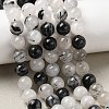 Natural Black Rutilated Quartz Beads Strands G-D295-8mm-1