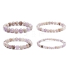 4Pcs 4 Size Natural Amethyst Round Beaded Stretch Bracelets Set BJEW-JB08992-1