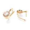 Brass Micro Pave Clear Cubic Zirconia Flower Hoop Earrings EJEW-T048-33G-3