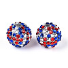 Independence Day Theme Round Resin Rhinestone Beads OACR-T028-66A-1