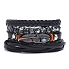 4Pcs Weave Imitation Leather Multi-strand Bracelets for Men WGB022D-20-1