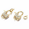 Brass Micro Pave Clear Cubic Zirconia Lobster Claw Clasps ZIRC-Q200-019-NF-3