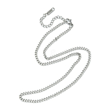 304 Stainless Steel Curb Chain Necklace for Men Women NJEW-YW0001-14