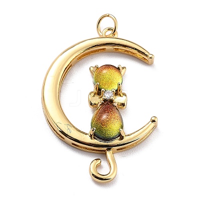 Brass Cubic Zirconia Pendants ZIRC-H122-02G-1