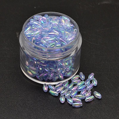 AB Color Plated Rice Electroplated Eco-Friendly Transparent Acrylic Beads PACR-I002-M-1
