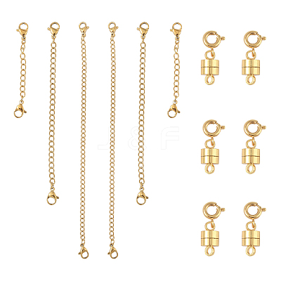 6Pcs Brass Magnetic Clasps with Springs Clasps FIND-YW0007-71G-1