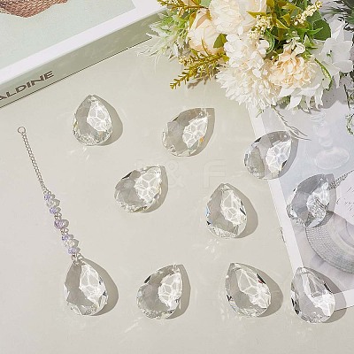 10Pcs Transparent Glass Pendants GLAA-SP0001-45B-1