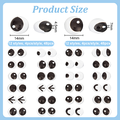 96Pcs 24 Style Glass Doll Craft Eyes Cabochons DIY-OC0011-83C-1