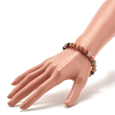 Dyed Natural Fire Crackle Agate Bead Stretch Bracelets BJEW-JB07519-1