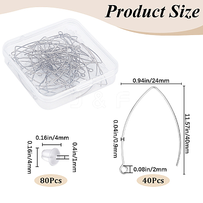 40Pcs 304 Stainless Steel Earring Hooks STAS-SP0001-40P-1