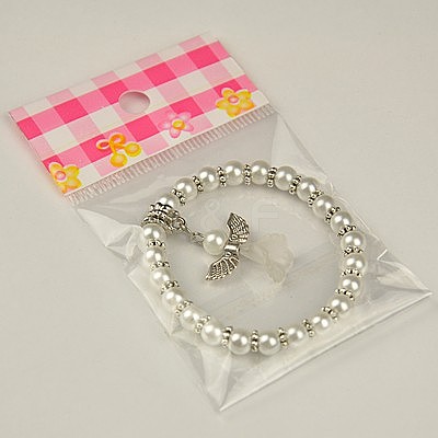 Lovely Wedding Dress Angel Bracelets for Kids BJEW-JB00727-19-1