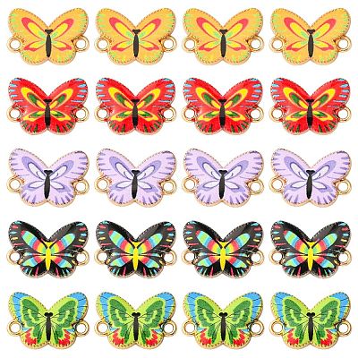 50Pcs 5 Colors Printed Alloy Connector Charms FIND-CJ0004-60-1