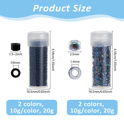 40G 4 Styles Glass Seed Beads SEED-DC0001-22-1