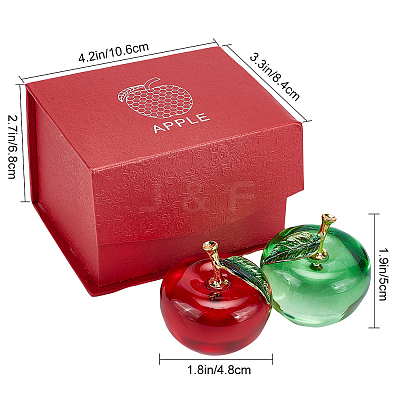 2Pcs 2 Colors Apple Glass Home Ornaments DJEW-NB0001-31-1