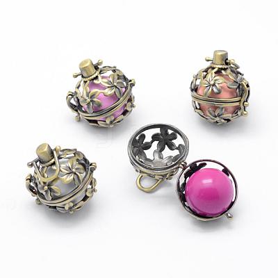 Rack Plating Brass Cage Pendants KK-F723-02AB-RS-1