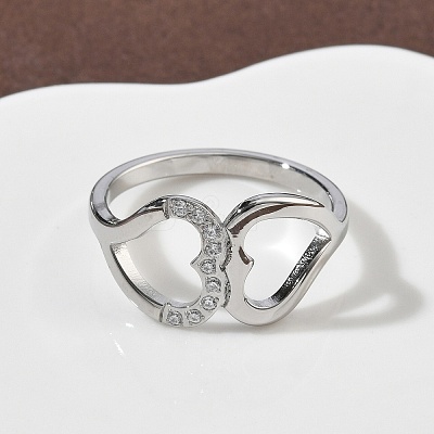 304 Stainless Steel Cubic Zirconia Finger Rings for Women RJEW-F189-05P-1