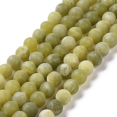 Round Frosted Natural TaiWan Jade Bead Strands G-M248-6mm-02-1