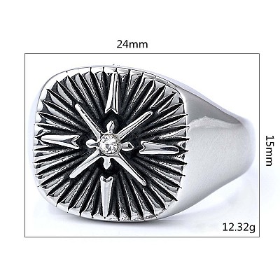 316 Stainless Steel with Cubic Zirconia Finger Rings for Men FS-WGEFB28-06-1