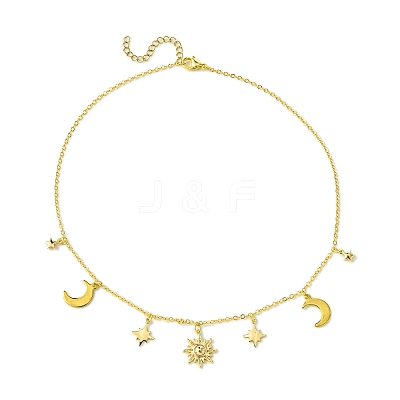 Moon & Star & Sun Brass Pendant Necklaces NJEW-TA00164-1