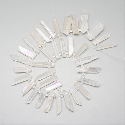 Plated Natural Quartz Crystal Beads Strands G-R414-17A-1