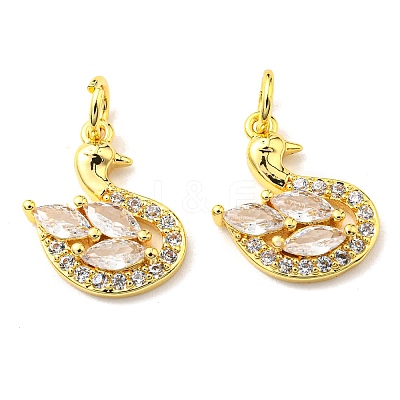 Rack Plating Brass Micro Pave Cubic Zirconia Pendants KK-D036-18G-1