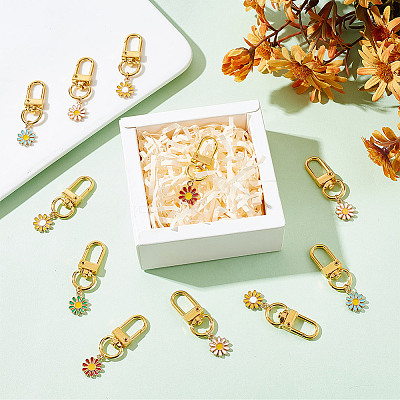 24Pcs 6 Colors Alloy Enamel Pendant Decorations HJEW-GO00009-1