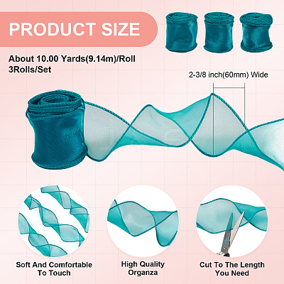 3 Rolls Polyester Organza Ribbons SRIB-TA0001-25-1