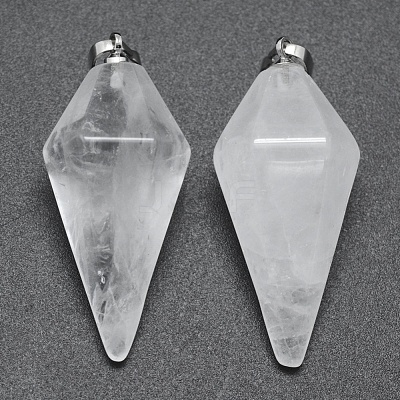 Natural Quartz Crystal Pointed Pendants X-KK-E757-F-08P-1