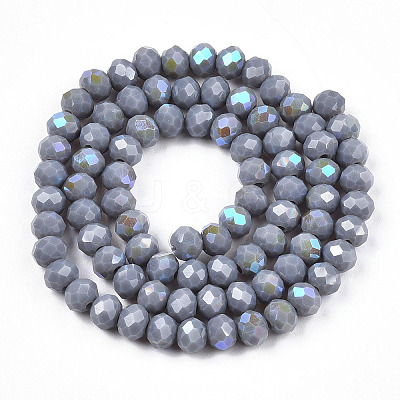 Electroplate Opaque Solid Color Glass Beads Strands EGLA-A034-P8mm-L23-1
