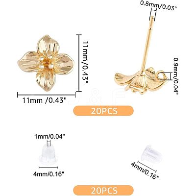 20Pcs Brass Stud Earring Findings KK-FH0004-63-1