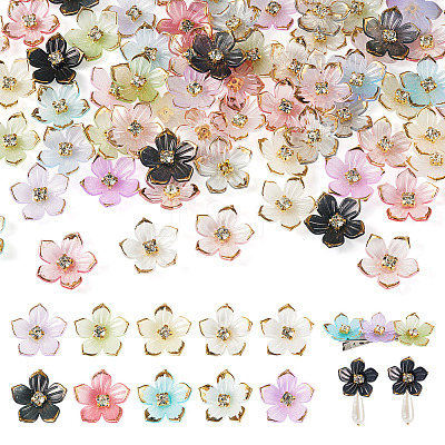 100Pcs Transparent Resin Sakura Flower Bead Caps RESI-TAC0012-20-1