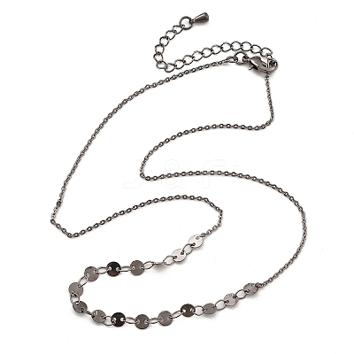 Brass Cable & Flat Sequin Chains Necklaces for Women NJEW-D302-44B-1