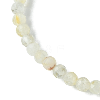 3mm Natural Yellow Quartz Faceted Round Beaded Stretch Bracelets for Women BJEW-JB10842-04-1