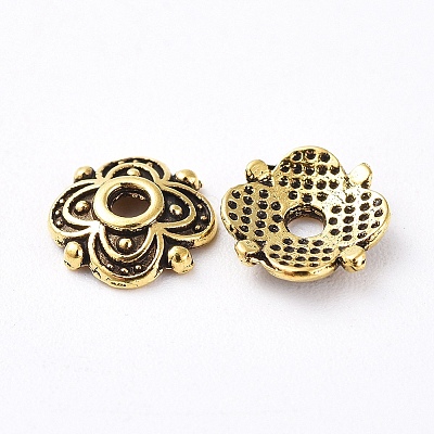 4-Petal Tibetan Style Alloy Flower Bead Caps LS-TIBE-S222-AG-NR-1