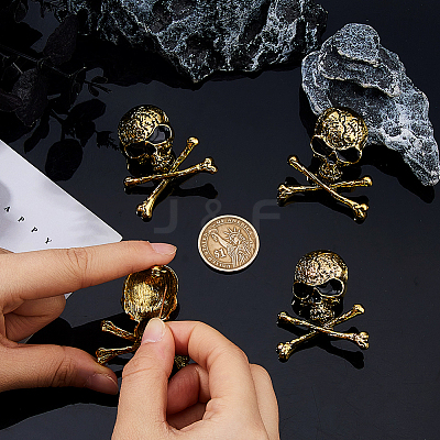 4Pcs Skull Zinc Alloy Brooches for Backpack Clothes JEWB-FH0002-04AG-1